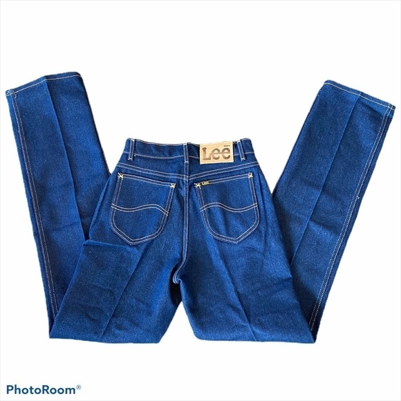 LEE Deadstock Dark Denim Hi Rise Vintage Jeans Size 9 - Picture 1 of 6